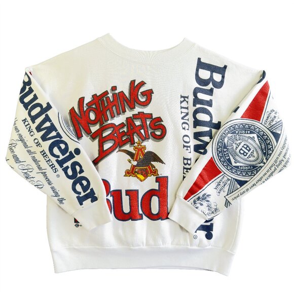 Budweiser Other - VTG Budweiser “Nothing Beats Bud” Beer Promo Sweatshirt White L Rare